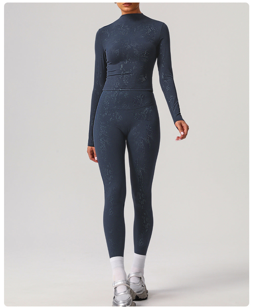 Silver Long Sleeve Tight Yoga T shirt High Elastic Fitness Clothes Outdoor Training Running Sport Long Sleeve Top Women
