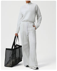 High Waist Drawstring Exercise Casual Pants Autumn Winter Yoga Wide Leg Pants Fashionable All Match Loose Casual Pants