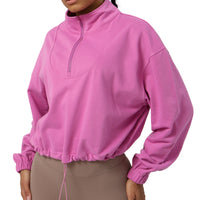 Loose Long Sleeve Casual Sports Sweater Top Outdoor Running Cycling Training Zipper Coat Sweatshirt