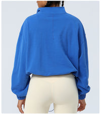 Loose Long Sleeve Casual Sports Sweater Top Outdoor Running Cycling Training Zipper Coat Sweatshirt