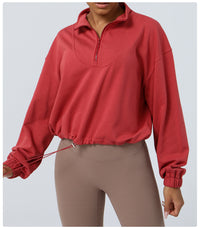 Loose Long Sleeve Casual Sports Sweater Top Outdoor Running Cycling Training Zipper Coat Sweatshirt