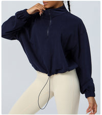 Loose Long Sleeve Casual Sports Sweater Top Outdoor Running Cycling Training Zipper Coat Sweatshirt